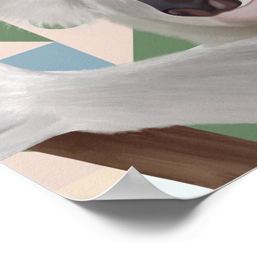 Fluffy Koala Green Geometric Background Poster (Ecke)