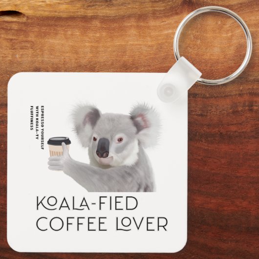 Fluffy Koala Pun Coffee Lovers Schlüsselanhänger (Rückseite)