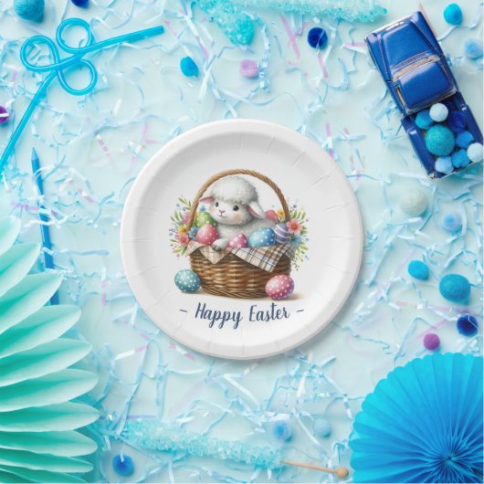 Fluffy Lamb und Ostereier Pappteller (Party)