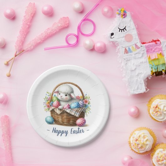 Fluffy Lamb und Ostereier Pappteller (Party)