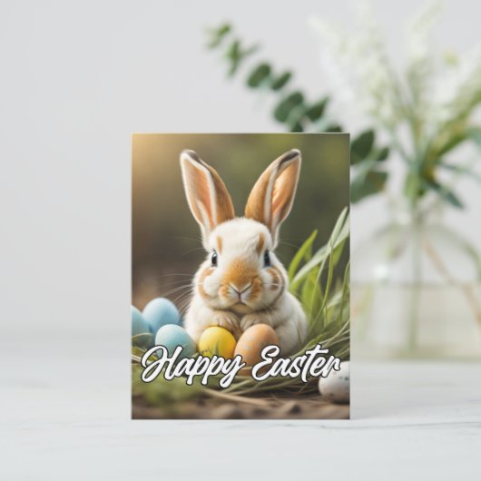 Fluffy Little Oaster Bunny Rabbit Postkarte (Stehend Vorderseite)