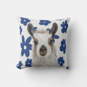 Fluffy Llama Blue Retro Blume Kissen (Vorderseite)