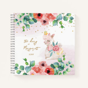 Fluffy Llama Illustration Blume Girl Daily Diary Notizblock