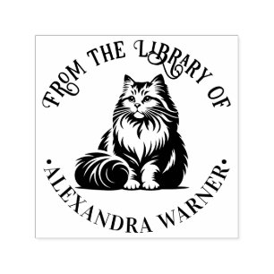 Fluffy Long Hair Cat Sitting #1 Bibliotheksname Permastempel