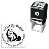 Fluffy Long Hair Cat Sitting #2 Name Ret Adresse Permastempel (Beispiel)