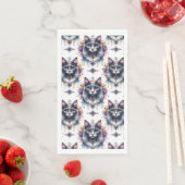 Fluffy Long Hair Gray und White Tuxedo Cat Serviette (Beispiel)