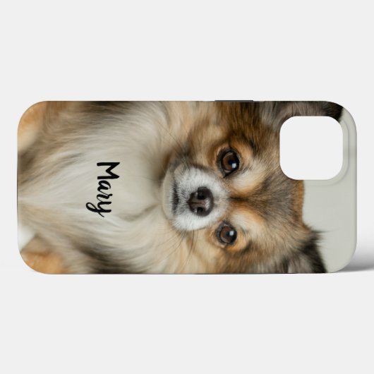 Fluffy Long Haired Chihuahua Puppy Dog Case-Mate iPhone Hülle (Rückseite (Horizontal))