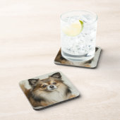 Fluffy Long Haired Chihuahua Puppy Dog Getränkeuntersetzer (Rechte Seite)