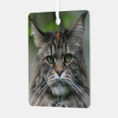 Fluffy Maine Coon Cat Ornament Aus Metall (Vorderseite links)