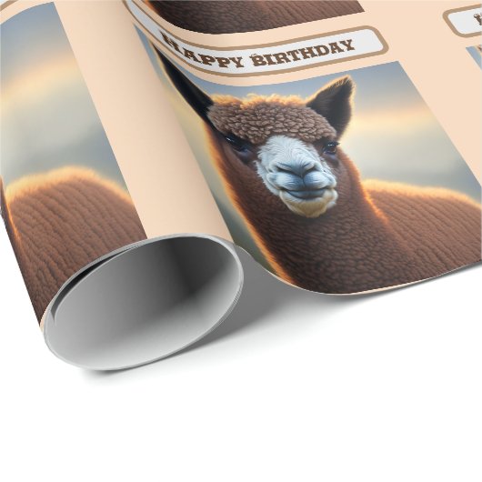 "Fluffy Majesty: The Big Wooly Brown Alpaca" Geschenkpapier (Rolleneckpunkt)