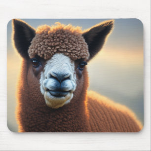 "Fluffy Majesty: The Big Wooly Brown Alpaca" Mousepad