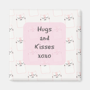 Fluffy Marshmallow Kitty in Pink   Hugs und Kisses Magnet