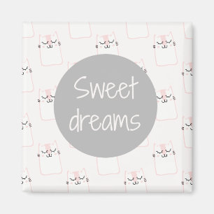 Fluffy Marshmallow Kitty in Pink   Sweet Dreams Magnet
