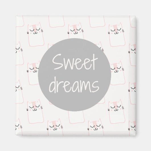 Fluffy Marshmallow Kitty in Pink | Sweet Dreams Magnet (Vorne)