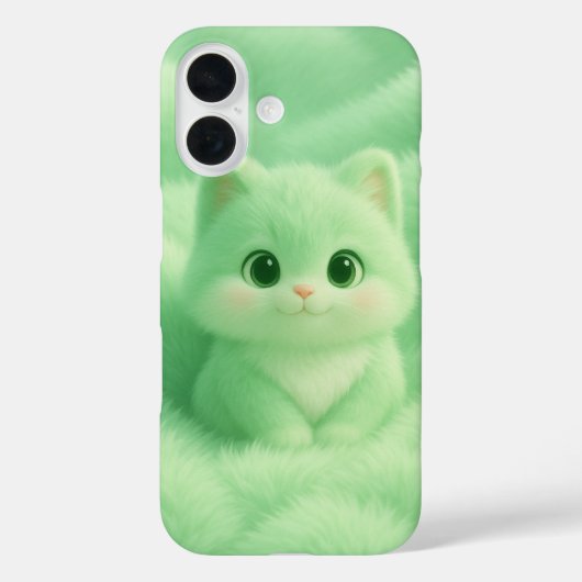 Fluffy Mint Kitten iPhone Case - Niedlicher Cartoo (Rückseite)