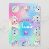 Fluffy Monster Girl Birthday Einladung (Vorne/Hinten)
