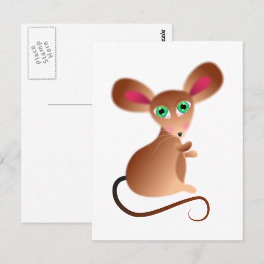Fluffy Mouse Postkarte (Vorne/Hinten)