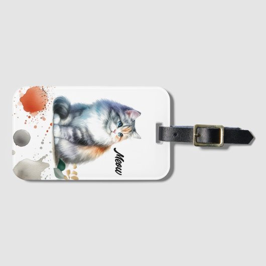 Fluffy Multi-Color Cat Meow Gepäckanhänger (Vorderseite (Horizontal))