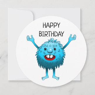 Fluffy Niedlich Monster Birthday Card Einladung