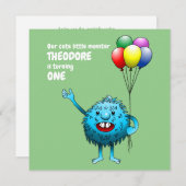 Fluffy Niedlich Monster Einladung zum Geburtstag (Vorne/Hinten)