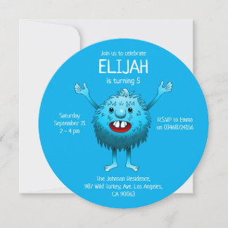 Fluffy Niedlich Monster Einladung zum Geburtstag