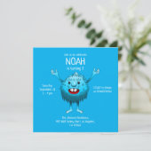 Fluffy Niedlich Monster Geburtstagseinladung Einladung (Stehend Vorderseite)