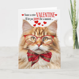Fluffy Orange Tabby Cat Spaß Valentinstag Feiertagskarte