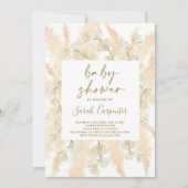 Fluffy Pampas lunaria Babydusche Einladung (Vorderseite)