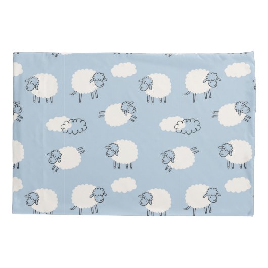 Fluffy Pastel Blue Lamb Pattern Kissenbezug (Rückseite)