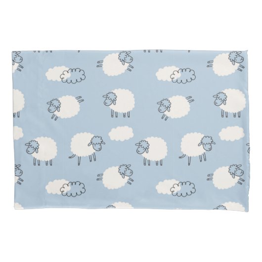 Fluffy Pastel Blue Lamb Pattern Kissenbezug (Vorderseite)
