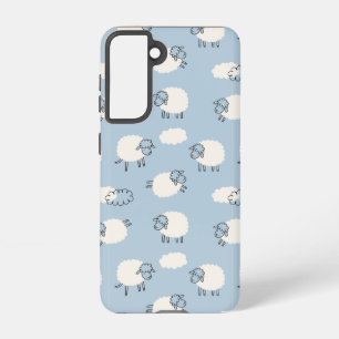 Fluffy Pastel Blue Lamb Pattern Samsung Galaxy Hülle