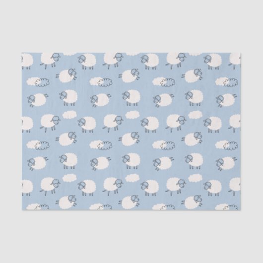 Fluffy Pastel Blue Lamb Pattern Seidenpapier (Vorderseite)