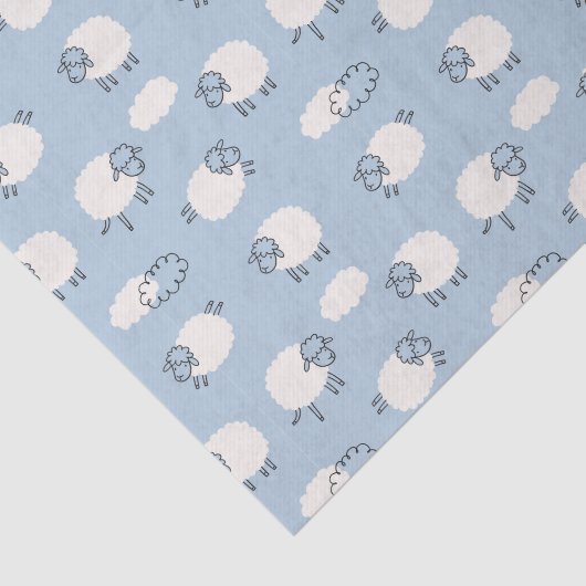 Fluffy Pastel Blue Lamb Pattern Seidenpapier (Ausschnitt)