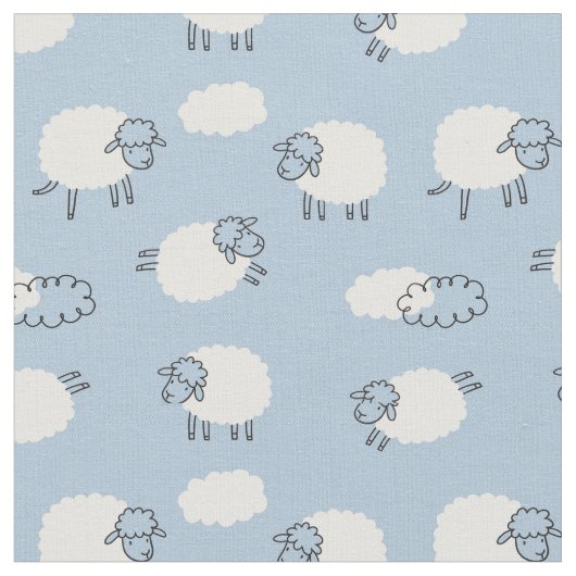 Fluffy Pastel Blue Lamb Pattern Stoff (Nahaufnahme)