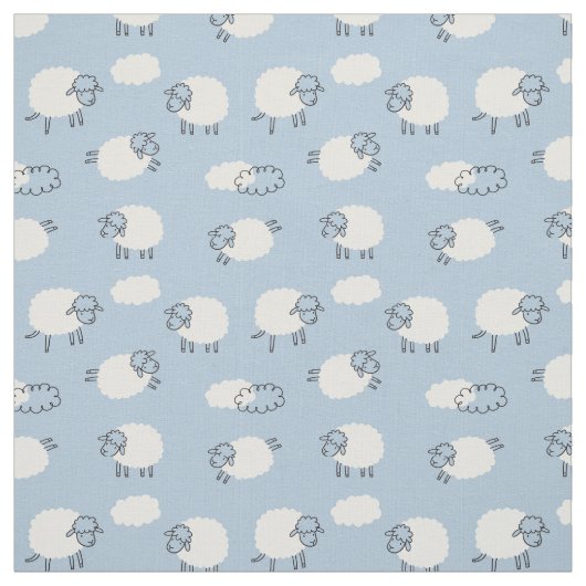 Fluffy Pastel Blue Lamb Pattern Stoff (Muster)