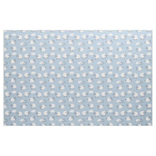 Fluffy Pastel Blue Lamb Pattern Stoff (Fat Quarter (45,7 x 55,9 cm))