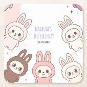 Fluffy Pastel Bunny Trending Geburtstag Rechteckiger Pappuntersetzer (Vorderseite)