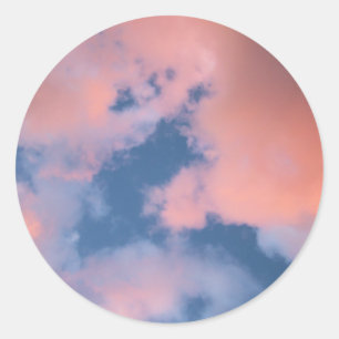 Fluffy Peach Clouds at Sunset Runder Aufkleber