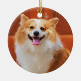 Fluffy Pembroke Welsh Corgi Dog Keramik Ornament