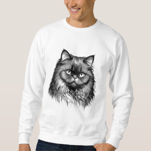 Fluffy Persian Cat Art Men's Sweatshirt (Vorderseite)