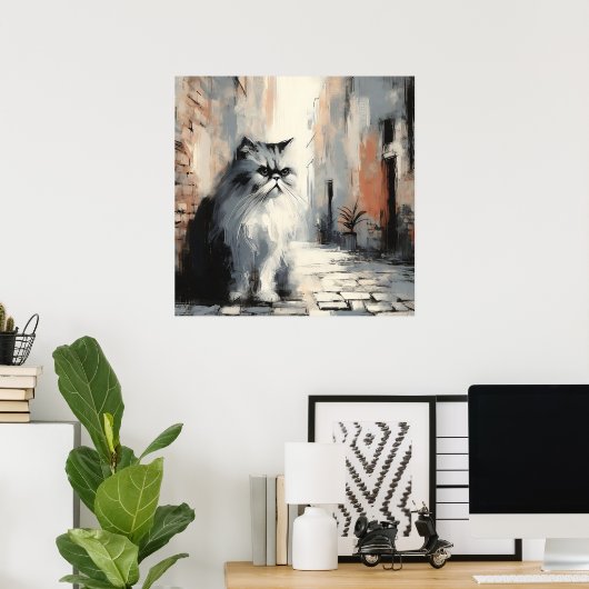 Fluffy Persian Katze Kunstposter Poster (Heimbüro)