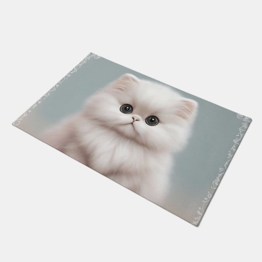 Fluffy Persian Kinderzimmer Cat Art Fußmatte (Schrägansicht)