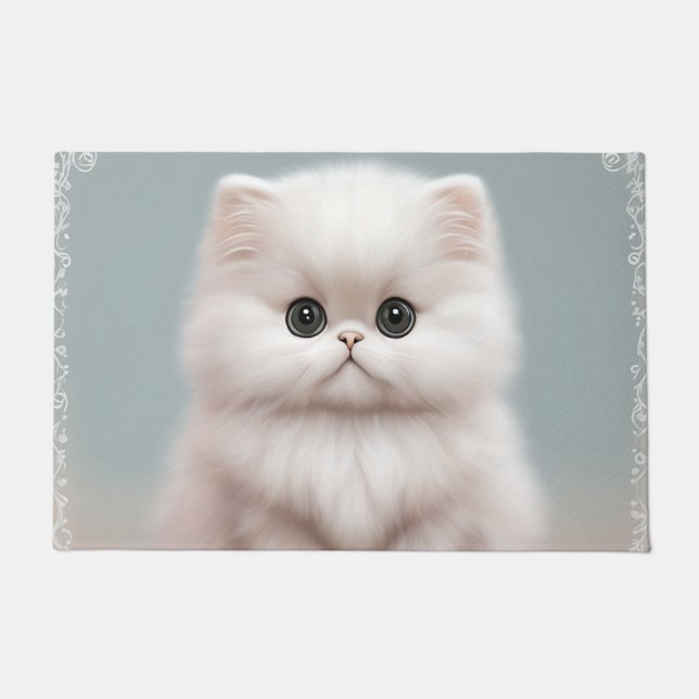 Fluffy Persian Kinderzimmer Cat Art Fußmatte (Vorderseite)