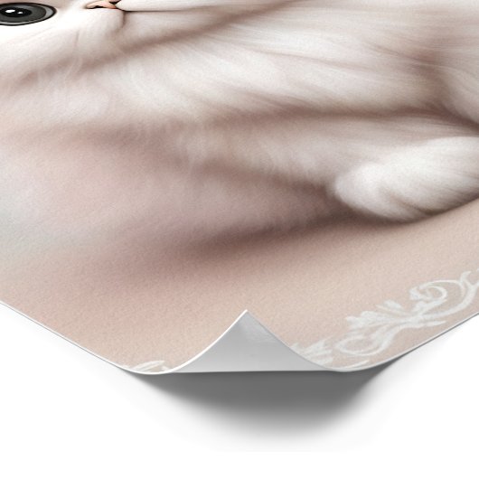 Fluffy Persian Kinderzimmer Cat Art Poster (Ecke)