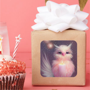 Fluffy Pink Baby Bird Quadratischer Aufkleber