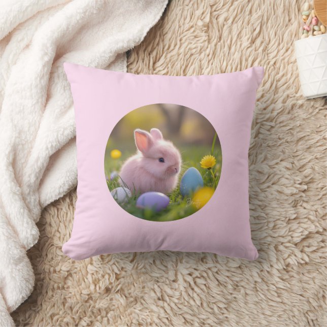 Fluffy Pink Bunny Oaster Kissen (Decke)