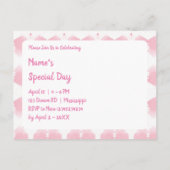 Fluffy pink bunny Special Day Einladungspostkarte (Rückseite)