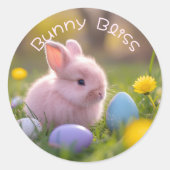 Fluffy Pink Bunny Sticker - Niedlich, PastellOster (Vorderseite)