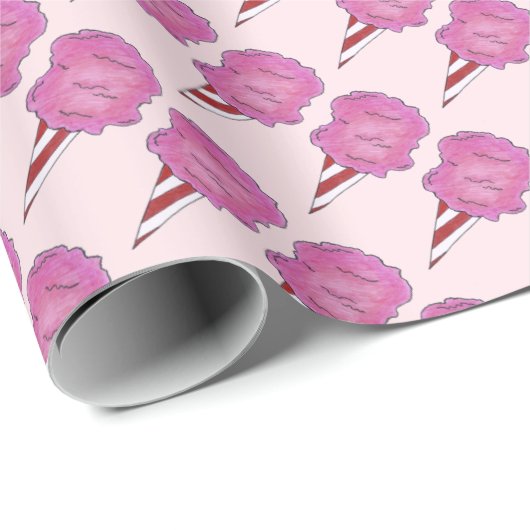 Fluffy Pink Cotton Candy Spun Sugar Carnival Food Geschenkpapier (Rolleneckpunkt)