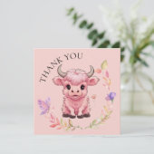 Fluffy Pink Highlands Scottish Cow Dankeskarte (Stehend Vorderseite)